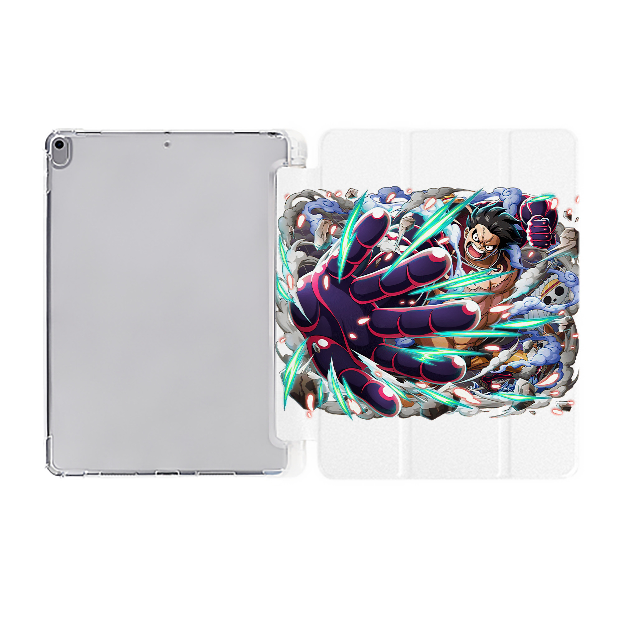 （画像用） ワンピース モンキー・D・ルフィ ONE PIECE Monkey D. Luffy IPad ケース ペン収納付き 三つ折りスタンド PUレザー×シリコン 対応機種9.5/10.5/10.9インチ